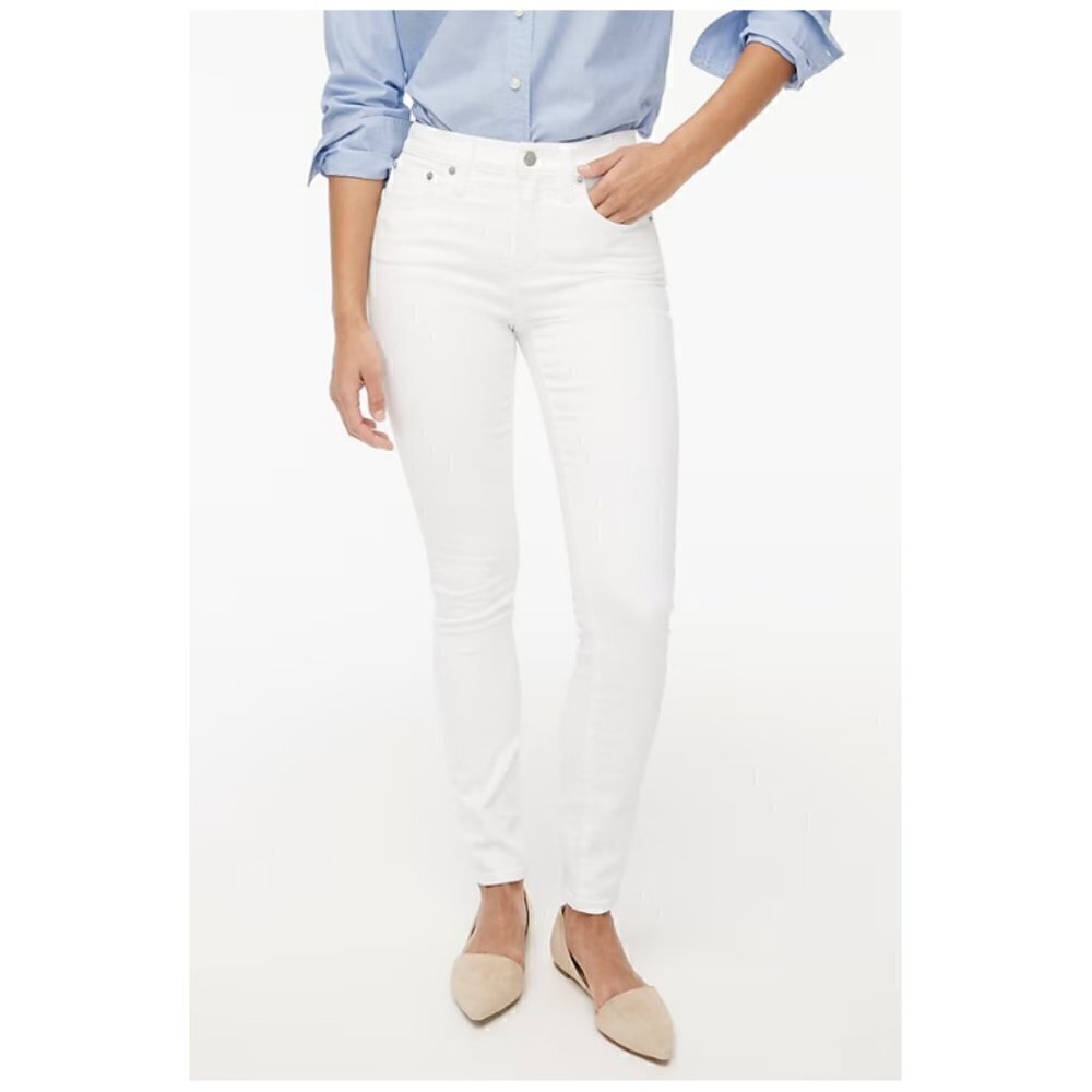 J. Crew Petite 9" Mid-Rise Stretch Skinny Jeans White Size 29P